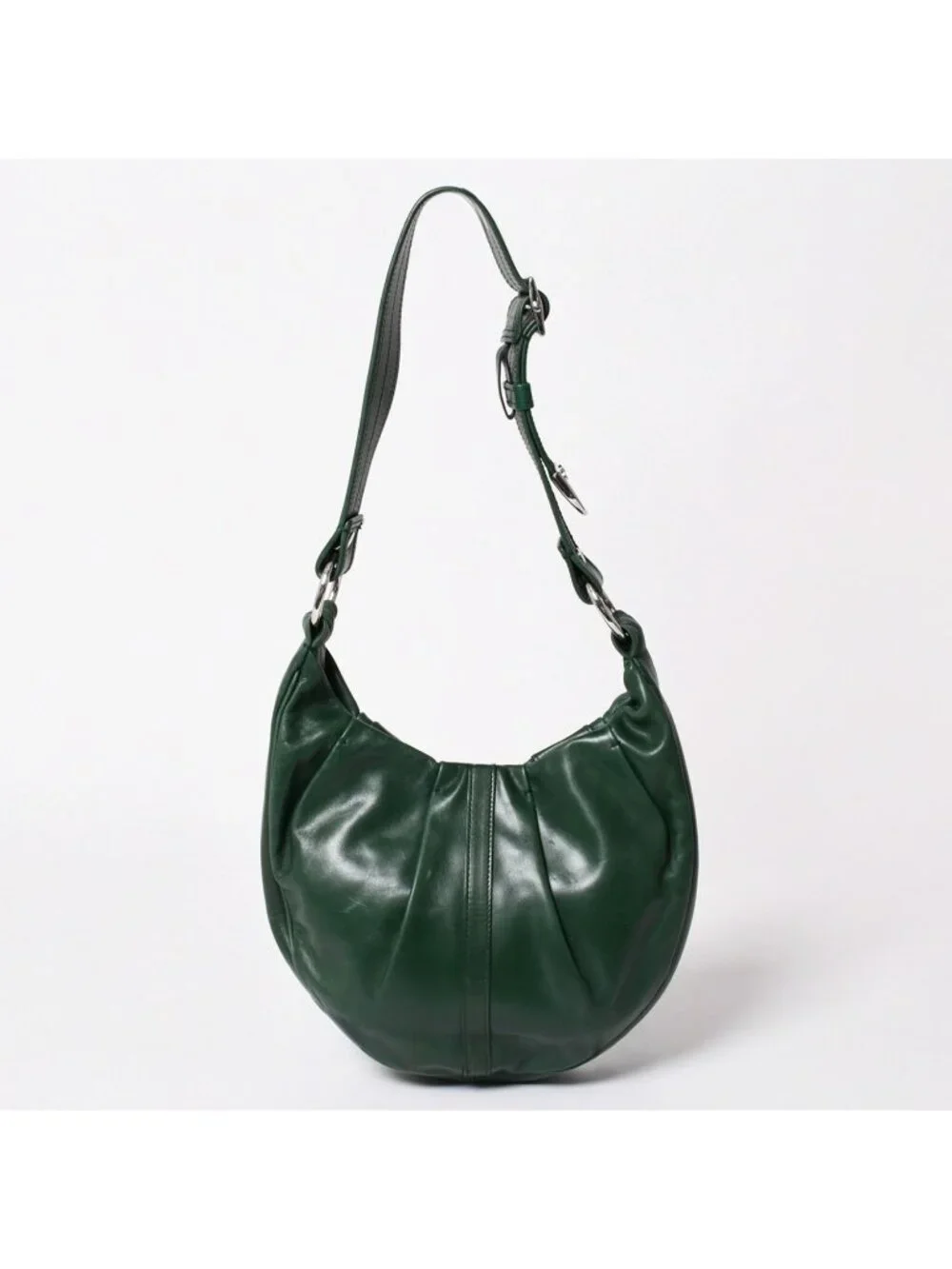 Saint Laurent Rive Gauche Leather Hobo Shoulder Bag Tom Ford Era Pleated Green